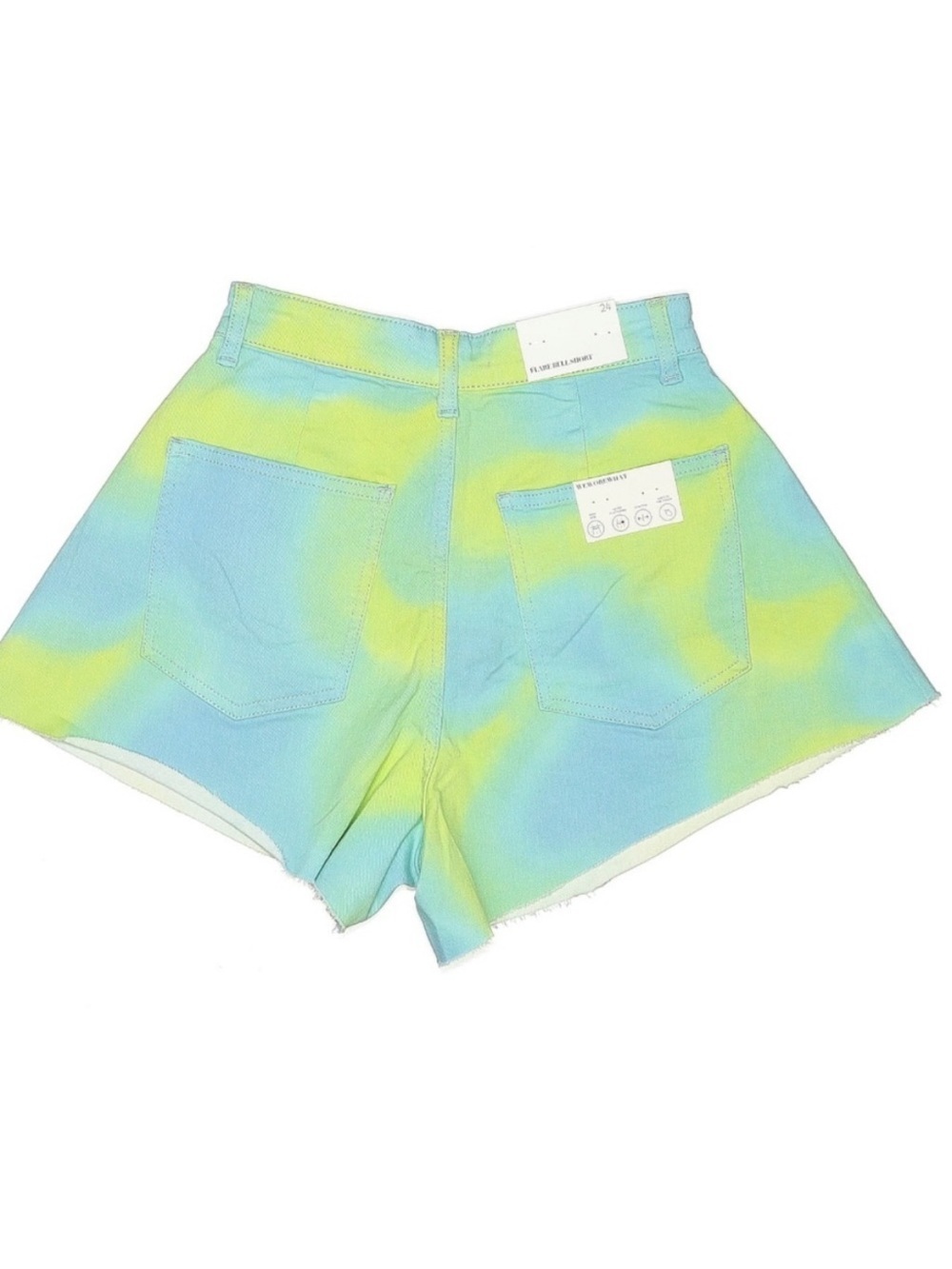 WeWoreWhat Tie Dye High Rise A-Line Denim Shorts Blue Green Festival Size 24 NWT - Picture 4 of 6